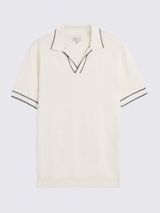 MOSS Off White Contrast Placket Skipper Polo Shirt - Image 4 of 4