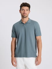 MOSS Teal Blue Pique Polo Shirt - Image 1 of 3