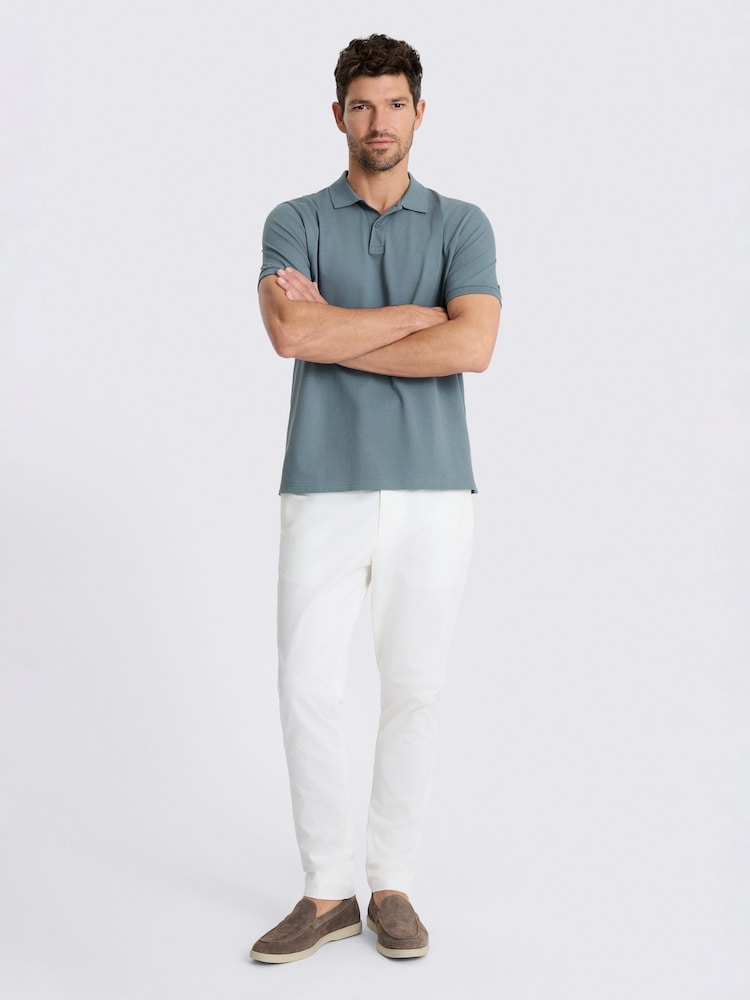 MOSS Teal Blue Pique Polo Shirt - Image 2 of 3