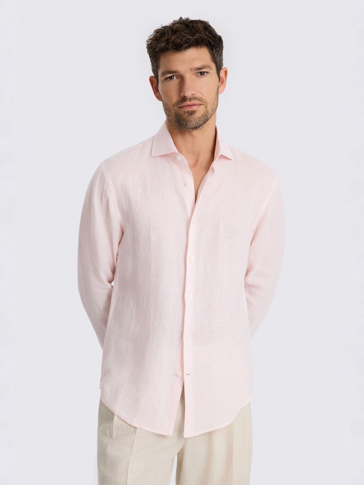 MOSS Light Pink Linen Shirt - Image 1 of 3