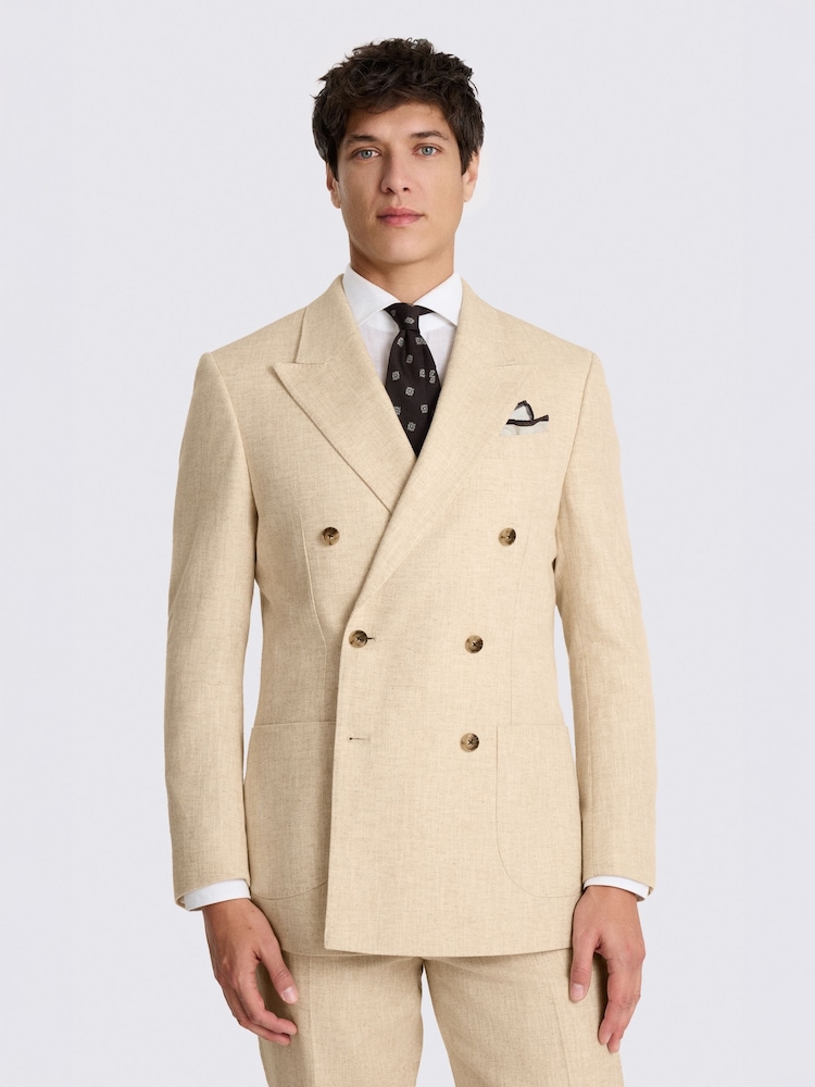 MOSS Ecru Relaxed Fit Twill Linen Cotton Suit Jacket - Image 1 of 4