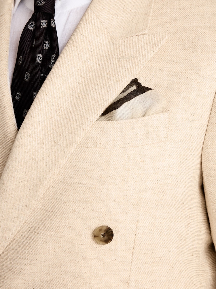 MOSS Ecru Relaxed Fit Twill Linen Cotton Suit Jacket - Image 4 of 4