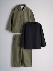 The Set 3 Piece Set Twill Shacket and Trousers with T-Shirt - Bilde 1 av 6