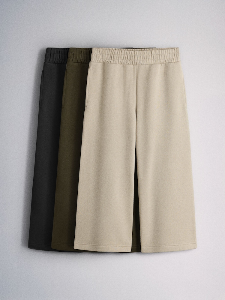 The Set 3 Pack Wide Leg Joggers Black/Green - Image 1 of 6 The Set 3 Pack Wide Leg Joggers Black/Green - Image 1 of 6