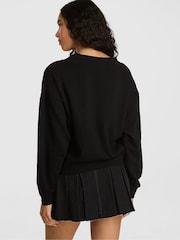Victoria's Secret Pink Black V-Neck Sweatshirt - Image 2 of 2