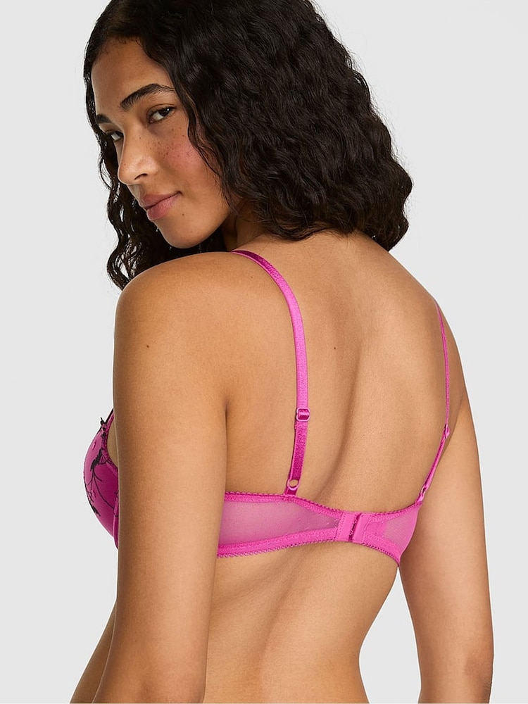 Victoria's Secret Pink Pink Bat Balcony Halloween Embroidery Bra - Image 2 of 2 Victoria's Secret Pink Pink Bat Balcony Halloween Embroidery Bra - Image 2 of 2