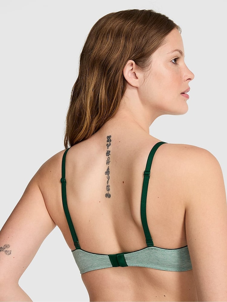 Victoria's Secret PINK Soft Sage Green Non Wired Push Up Lace Trim Bra - Image 2 of 2 Victoria's Secret PINK Soft Sage Green Non Wired Push Up Lace Trim Bra - Image 2 of 2