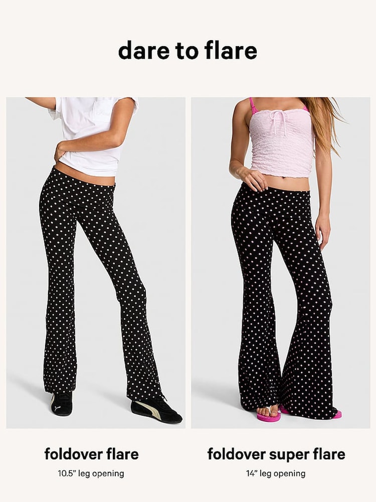 Victoria's Secret Pink Black Cotton Foldover Leggings - Image 3 of 3 Victoria's Secret Pink Black Cotton Foldover Leggings - Image 3 of 3