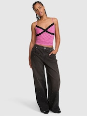 Victoria's Secret Pink Sizzling Strawberry Polka Dots Modal Lace Cami Pyjama Top - Image 1 of 2