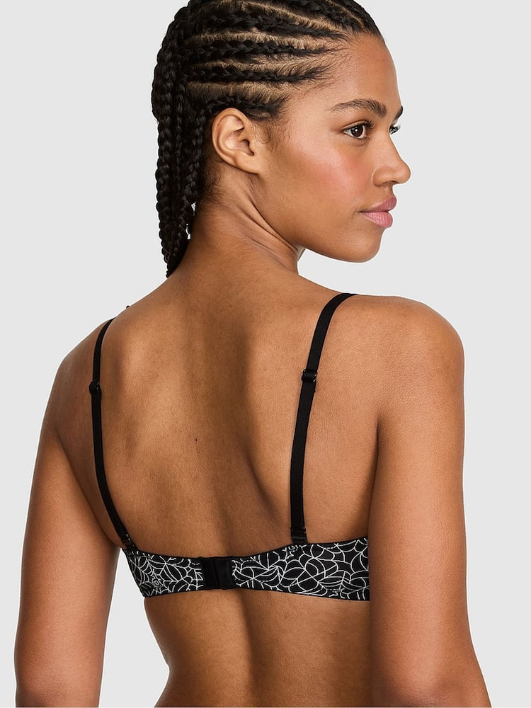 Victoria's Secret Pink Black Spiderweb Print Lightly Lined Bra - Image 2 of 2