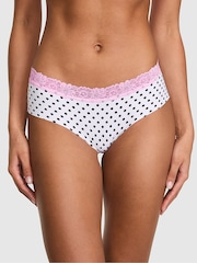 Victoria's Secret Pink White Polka Dots Cheeky Lace Trim Knickers - Image 1 of 2