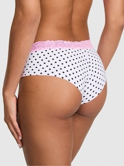 Victoria's Secret Pink White Polka Dots Cheeky Lace Trim Knickers - Image 2 of 2