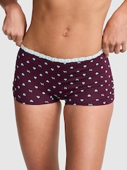 Victoria's Secret Pink Purple Rose Dog Print Boyshort Cotton Knickers - Image 1 of 2