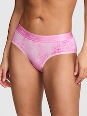 Victoria's Secret PINK Coconut Pink Leopard Print Hipster Cotton Logo Knickers - Image 1 of 2