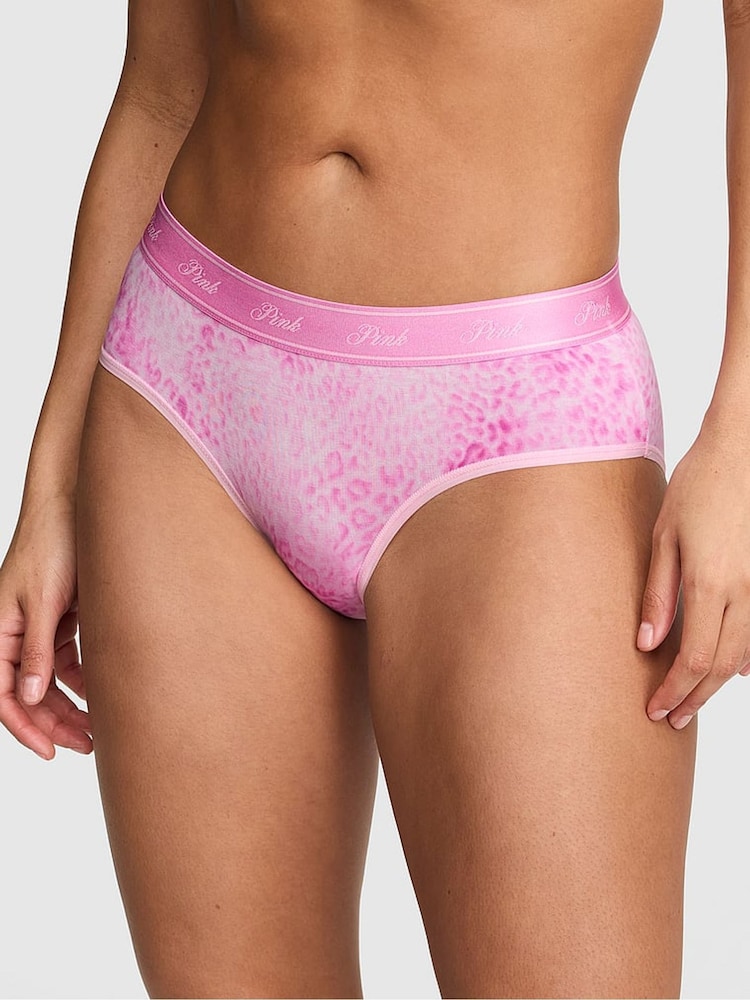 Victoria's Secret PINK Coconut Pink Leopard Print Hipster Cotton Logo Knickers - Image 1 of 2