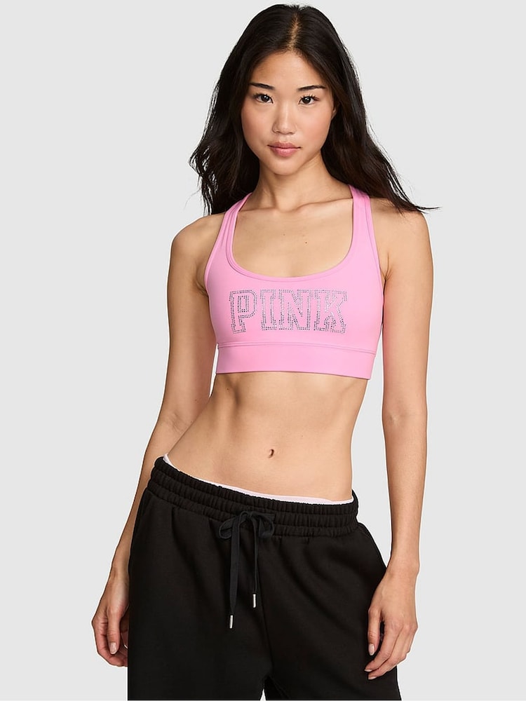 Victoria's Secret Pink Pink Lollipop Relay Racerback Sports Bra - Image 1 of 2 Victoria's Secret Pink Pink Lollipop Relay Racerback Sports Bra - Image 1 of 2