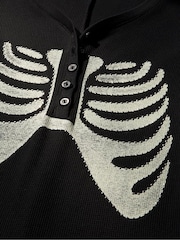 Victoria's Secret Pink Black Skeleton Halloween Onesie - Image 4 of 4