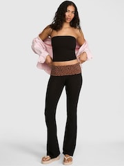 Victoria's Secret PINK Black and Leopard Foldover Leggings - Image 1 of 2