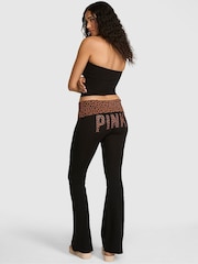 Victoria's Secret PINK Black and Leopard Foldover Leggings - Image 2 of 2