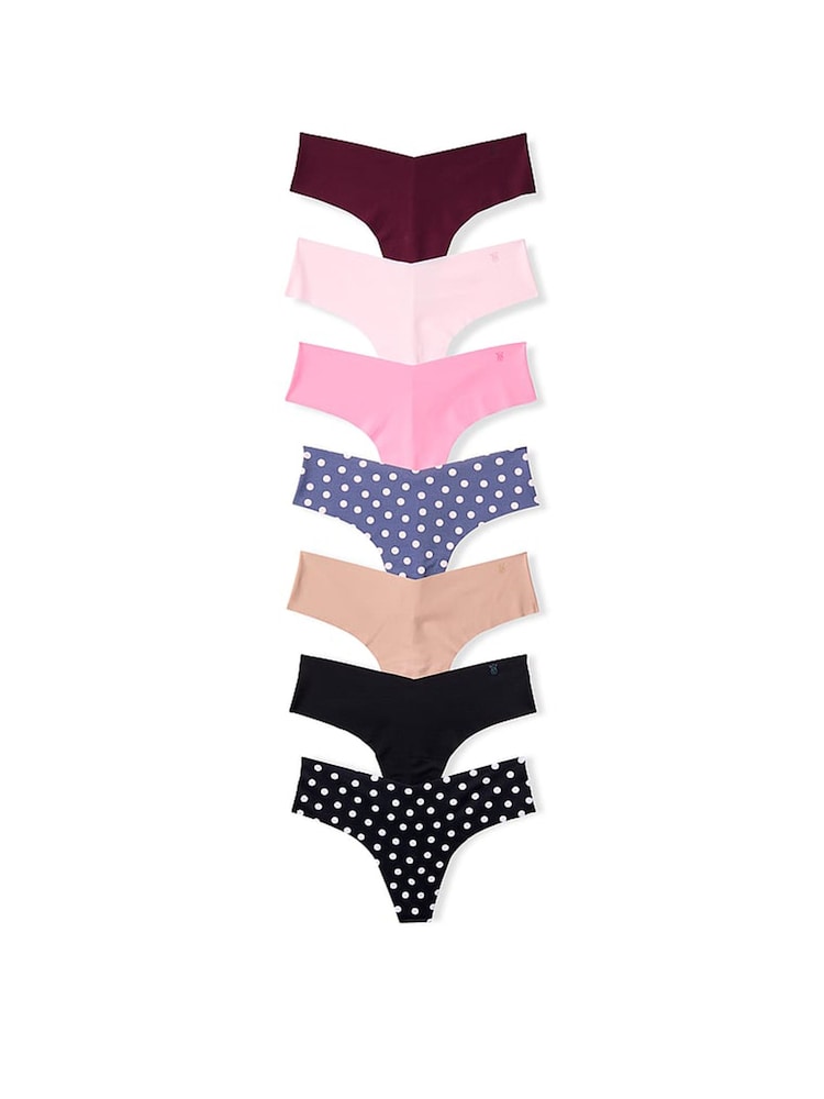 Victoria's Secret Pink/Blue/Black/Nude Thong 7 Pack Knickers - Image 1 of 1 Victoria's Secret Pink/Blue/Black/Nude Thong 7 Pack Knickers - Image 1 of 1