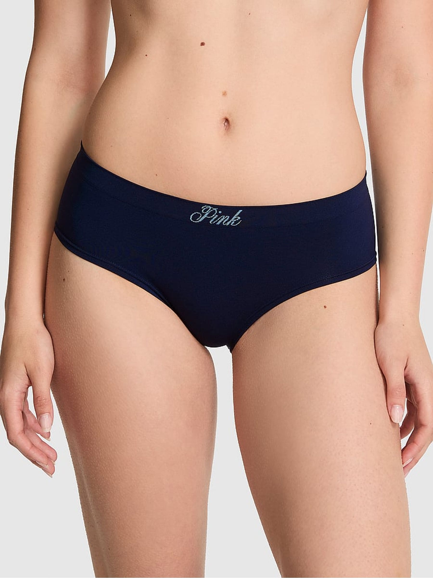 Victoria's Secret PINK Noir Navy Blue Hipster Seamless Knickers