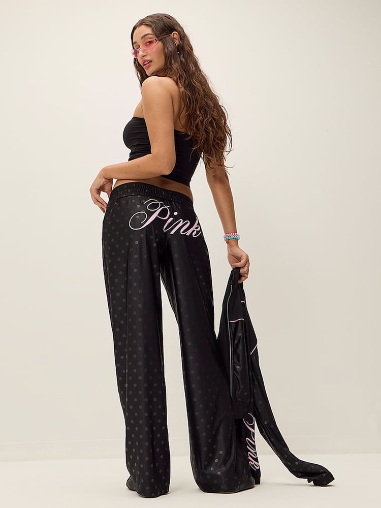 Victoria's Secret Pink Black Mesh Wide Leg Pants - Image 1 of 3