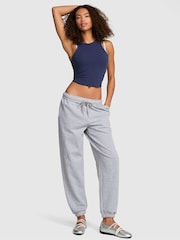 Victoria's Secret PINK Grey and Black Cuffed Fleece Joggers - Image 1 of 2
