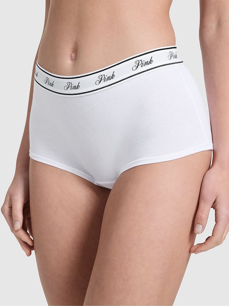 Victoria's Secret PINK Black/White/Nude/Brown/Pink Boyshort 5 Pack Logo Knickers - Image 2 of 3 Victoria's Secret PINK Black/White/Nude/Brown/Pink Boyshort 5 Pack Logo Knickers - Image 2 of 3