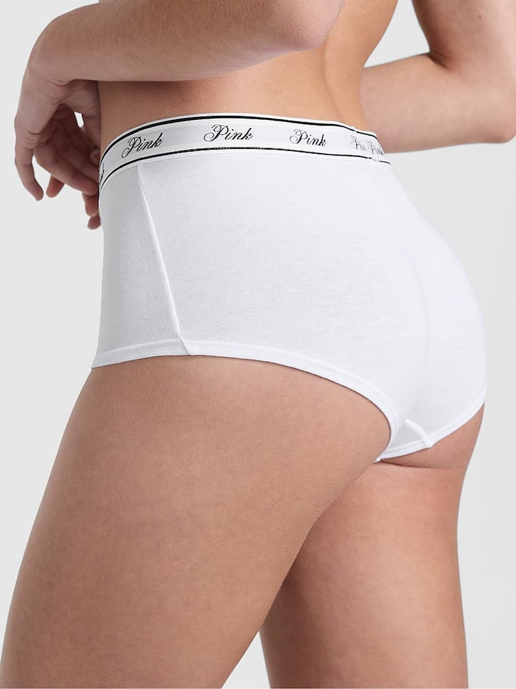 Victoria's Secret PINK Black/White/Nude/Brown/Pink Boyshort 5 Pack Logo Knickers - Image 3 of 3 Victoria's Secret PINK Black/White/Nude/Brown/Pink Boyshort 5 Pack Logo Knickers - Image 3 of 3