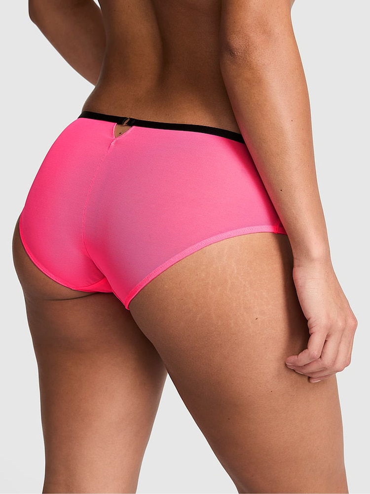 Victoria's Secret Pink Fall for Me Pink Hipster Logo Mesh Knickers - Image 2 of 2 Victoria's Secret Pink Fall for Me Pink Hipster Logo Mesh Knickers - Image 2 of 2