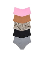 Victoria's Secret Pink Black/Grey/Nude/Pink Cheeky 5 Pack No Show Knickers - Image 1 of 3