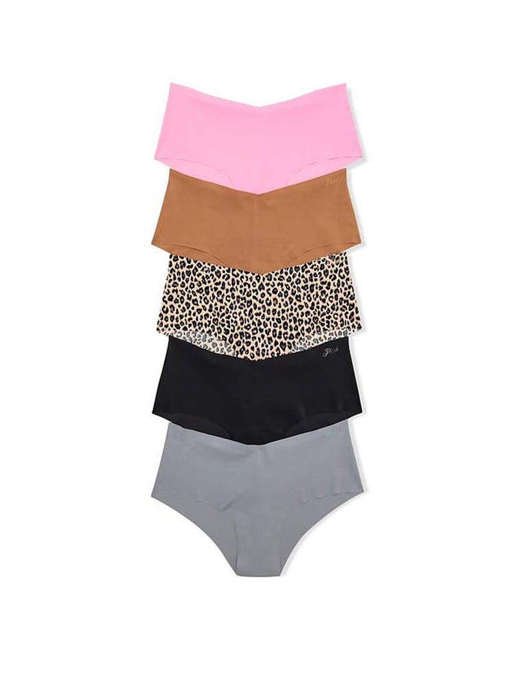 Victoria's Secret Pink Black/Grey/Nude/Pink Cheeky 5 Pack No Show Knickers - Image 1 of 3 Victoria's Secret Pink Black/Grey/Nude/Pink Cheeky 5 Pack No Show Knickers - Image 1 of 3