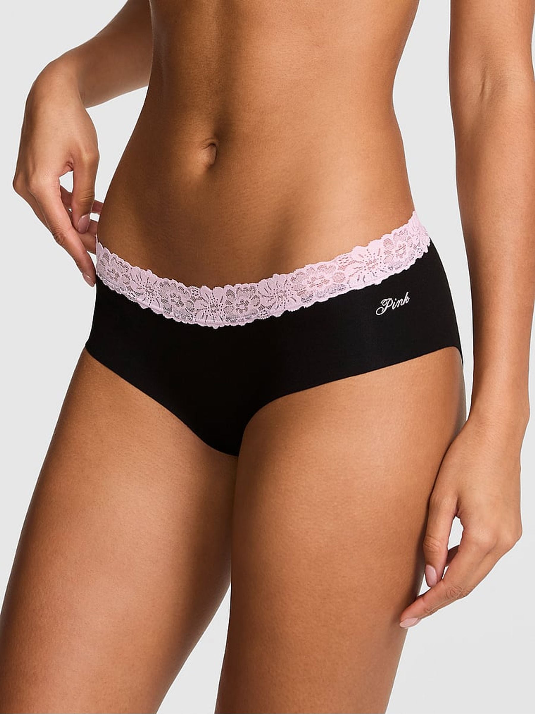 Victoria's Secret PINK Black Hipster Lace Trim Knickers