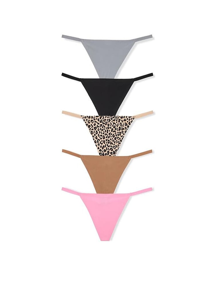 Victoria's Secret Pink Black/Grey/Nude/Pink G String 5 Pack No Show Knickers - Image 1 of 1 Victoria's Secret Pink Black/Grey/Nude/Pink G String 5 Pack No Show Knickers - Image 1 of 1