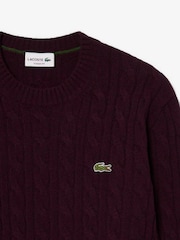 Lacoste Classic Fit Cable Knit Carded Wool Crew Neck Sweater - Imaginea 2 din 3