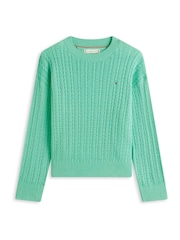 Tommy Hilfiger Green Pointelle Cable Knit Relaxed Jumper - Image 5 of 5