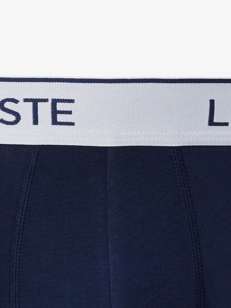 Lacoste Blue Stretch Cotton Boxer Trunks 3 Pack - Image 5 of 5 Lacoste Blue Stretch Cotton Boxer Trunks 3 Pack - Image 5 of 5