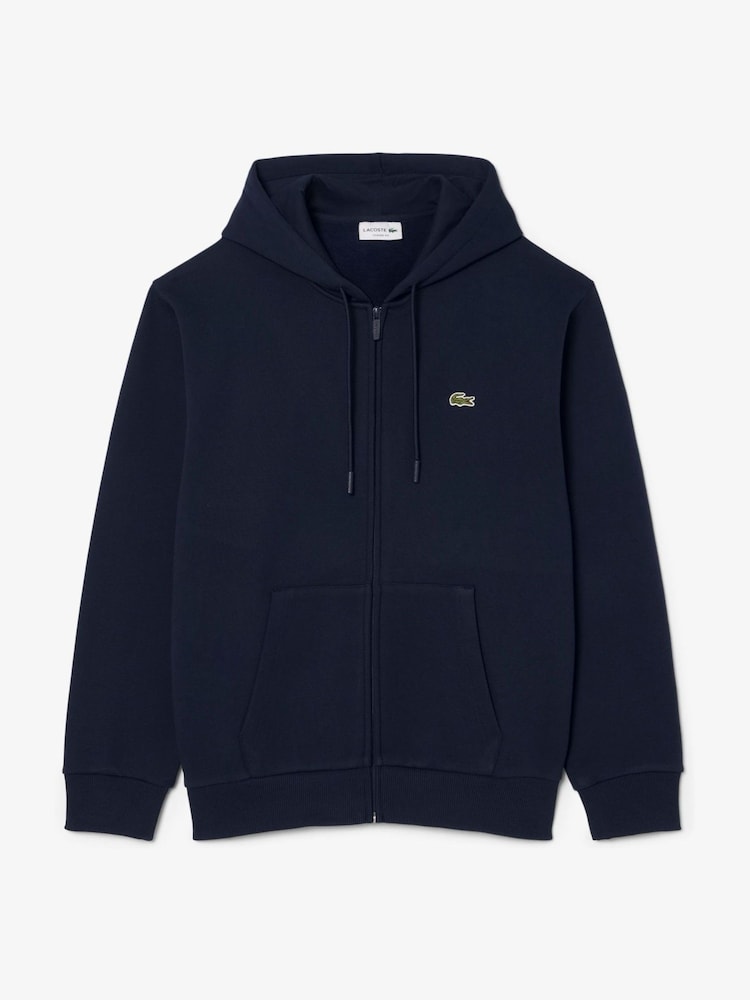 Lacoste Blue Classic Fit Fleece Zipped Front Hoodie - Image 1 of 4