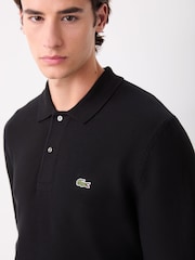Lacoste Black Classic Fit Long Sleeved Knitted Polo Shirt - Image 4 of 6