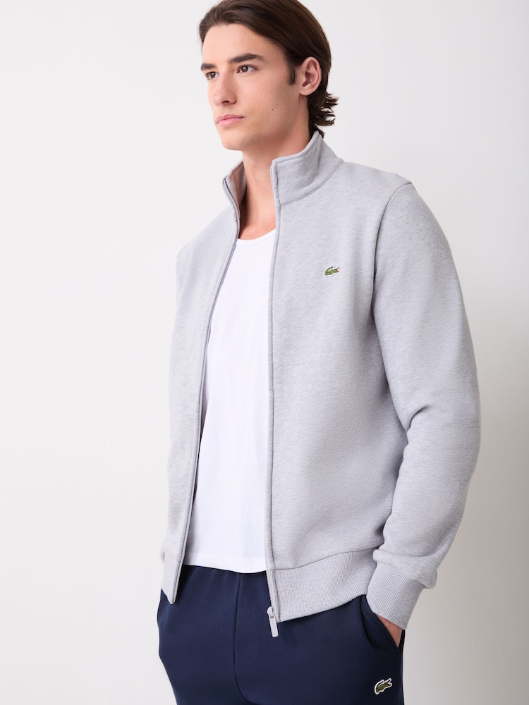 Lacoste Silver Regular Fit Zipped Fleece Sweatshirt - Image 1 of 8