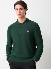 Lacoste Green Classic Fit Long Sleeved Knitted Polo Shirt - Image 1 of 6