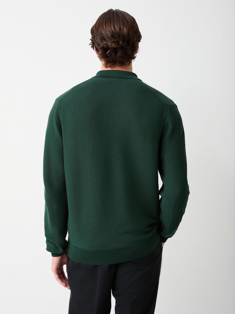 Lacoste Green Classic Fit Long Sleeved Knitted Polo Shirt - Image 2 of 6 Lacoste Green Classic Fit Long Sleeved Knitted Polo Shirt - Image 2 of 6