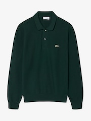 Lacoste Green Classic Fit Long Sleeved Knitted Polo Shirt - Image 4 of 6