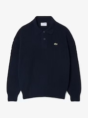 Lacoste Blue Relaxed Fit Made in France Long Sleeved Polo Sweater - Image 1 of 3