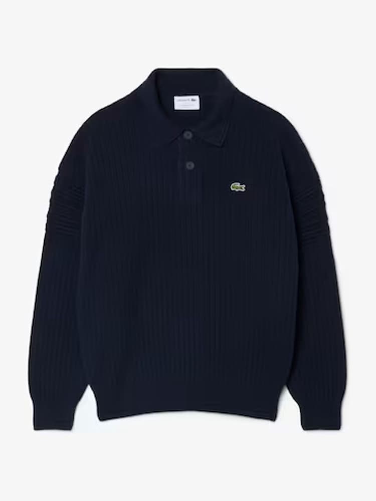 Lacoste Blue Relaxed Fit Made in France Long Sleeved Polo Sweater - Image 1 of 3