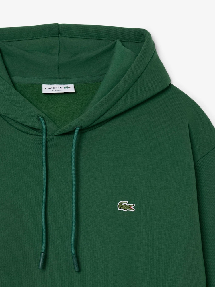 Lacoste Green Classic Fit Fleece Hoodie - Image 2 of 4 Lacoste Green Classic Fit Fleece Hoodie - Image 2 of 4