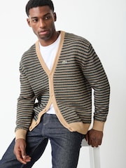 Lacoste Cream Relaxed Fit Knitted Cardigan - Image 1 of 7