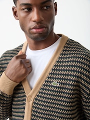 Lacoste Cream Relaxed Fit Knitted Cardigan - Image 4 of 7