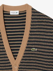 Lacoste Cream Relaxed Fit Knitted Cardigan - Image 6 of 7