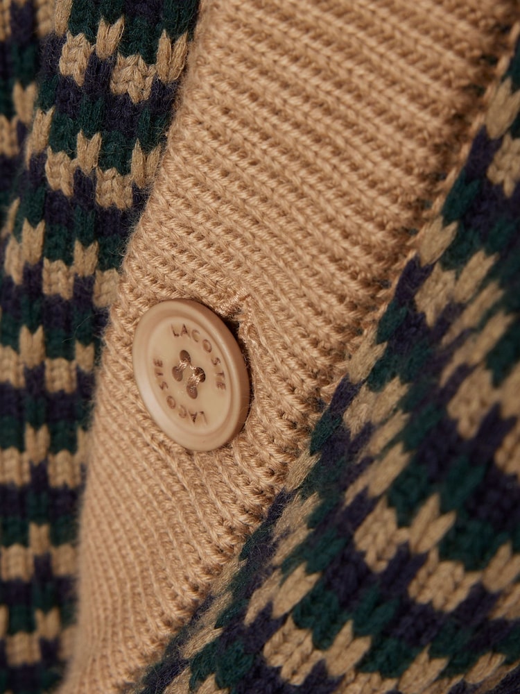Lacoste Cream Relaxed Fit Knitted Cardigan - Image 7 of 7 Lacoste Cream Relaxed Fit Knitted Cardigan - Image 7 of 7